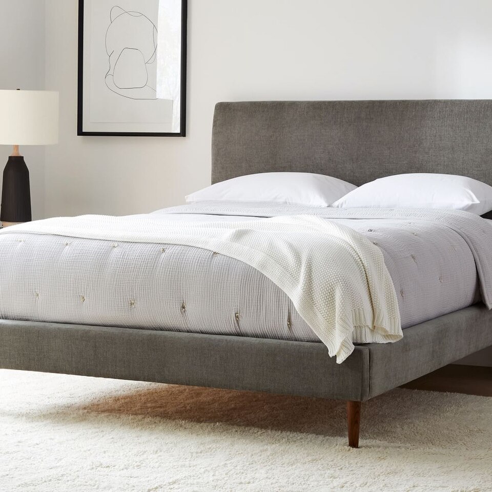 Andes Bed Wood Legs Customizable Style West Elm UK